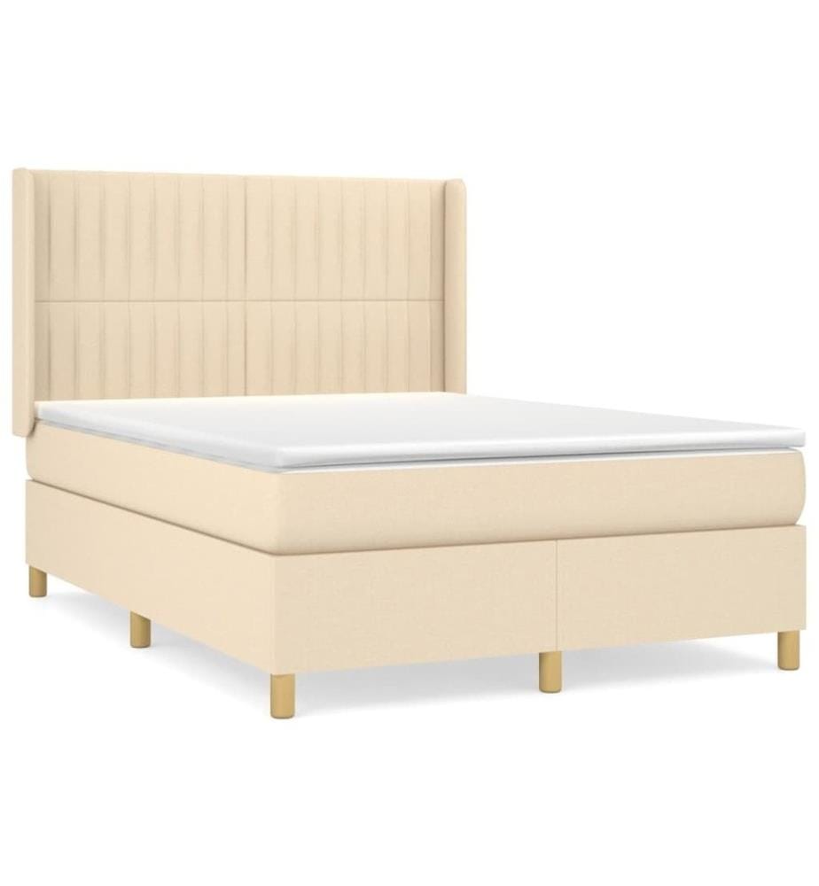 Boxspringbett mit Matratze Creme 140x190 cm Stoff