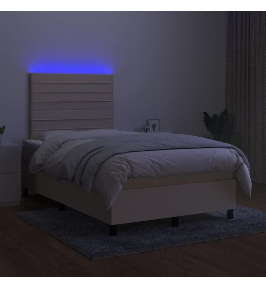 Boxspringbett mit Matratze & LED Creme 120x200 cm Stoff