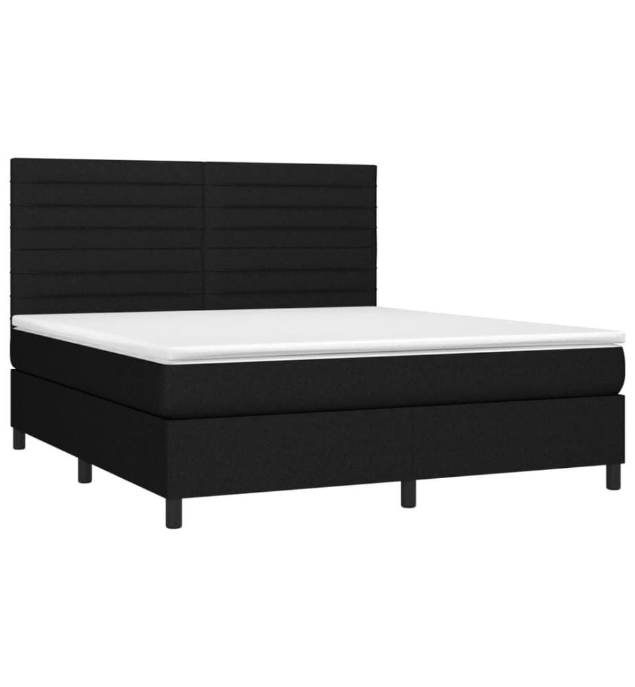 Boxspringbett mit Matratze & LED Schwarz 160x200 cm Stoff