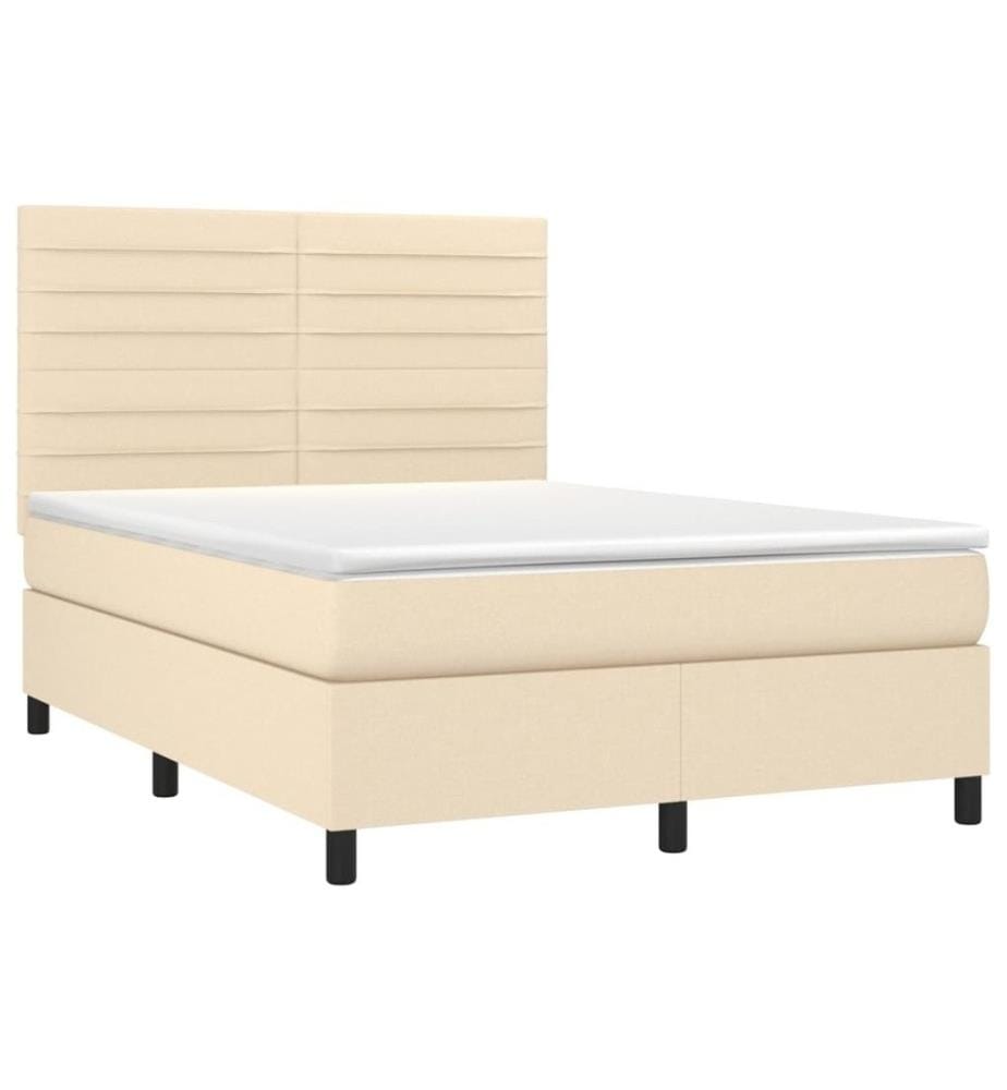 Boxspringbett mit Matratze Creme 140x190 cm Stoff
