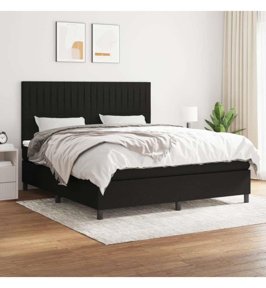 Boxspringbett mit Matratze Schwarz 160x200 cm Stoff