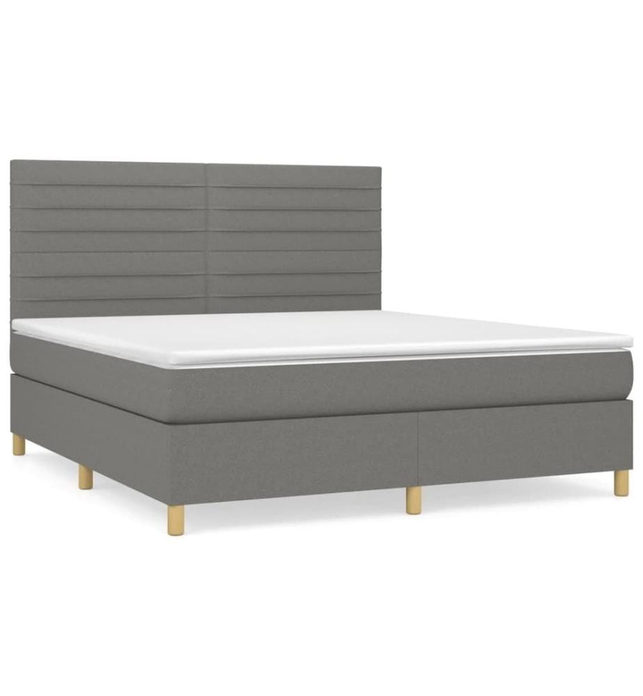 Boxspringbett mit Matratze Dunkelgrau 180x200 cm Stoff