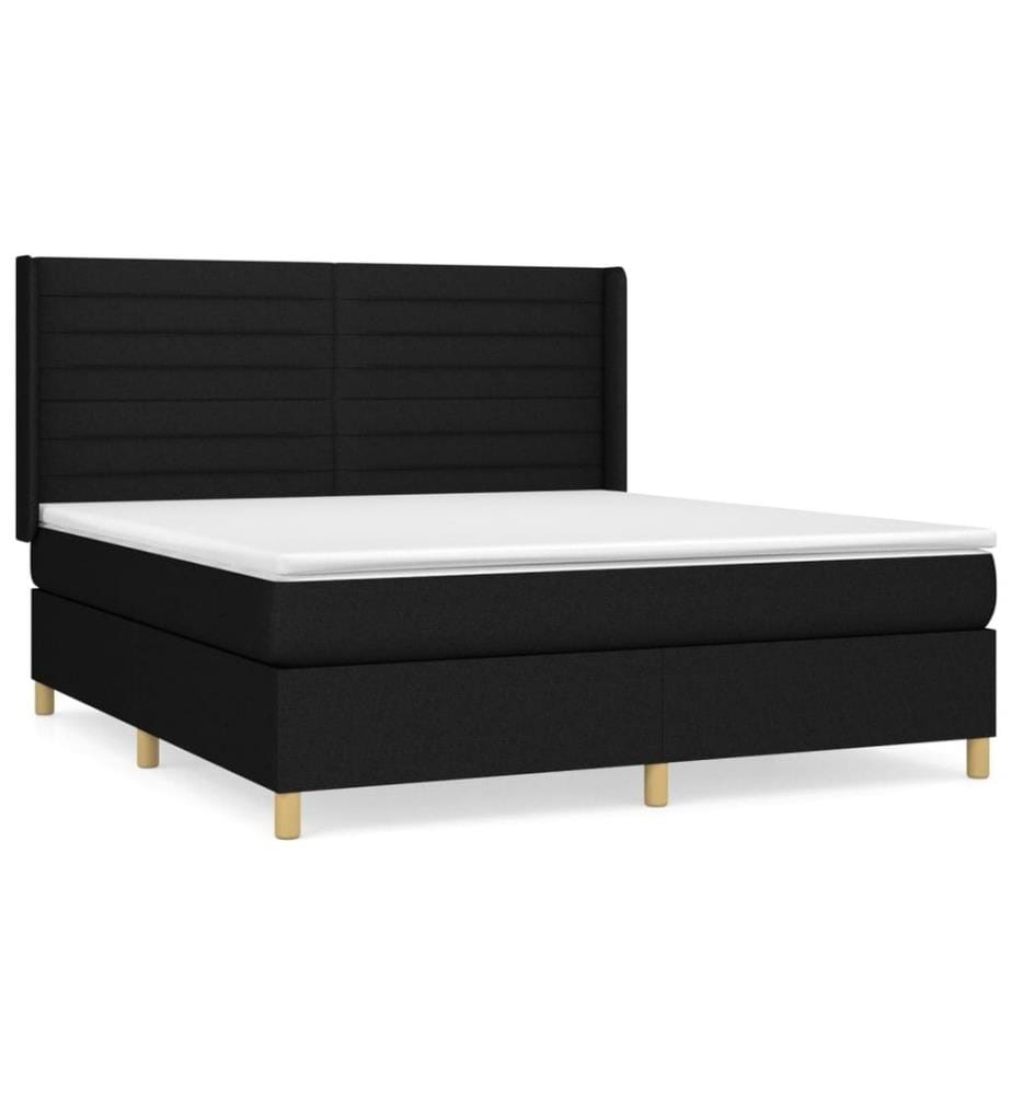 Boxspringbett mit Matratze Schwarz 160x200 cm Stoff