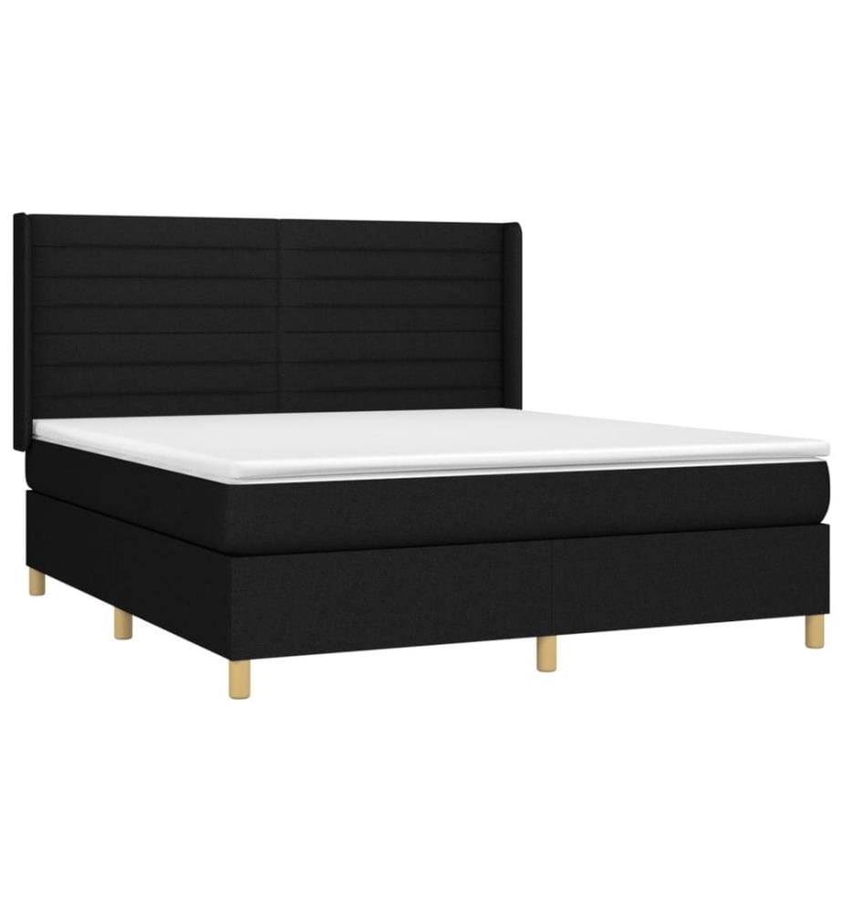 Boxspringbett mit Matratze Schwarz 160x200 cm Stoff