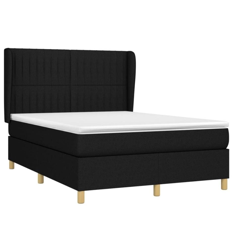 Boxspringbett mit Matratze Schwarz 140x200 cm Stoff