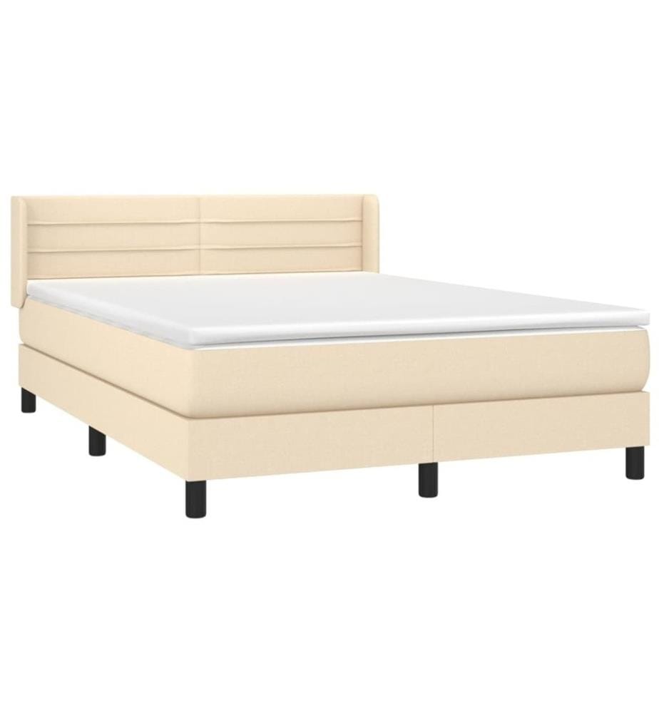 Boxspringbett mit Matratze Creme 140x190 cm Stoff
