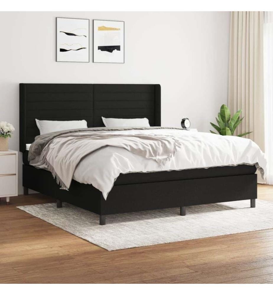 Boxspringbett mit Matratze Schwarz 160x200 cm Stoff