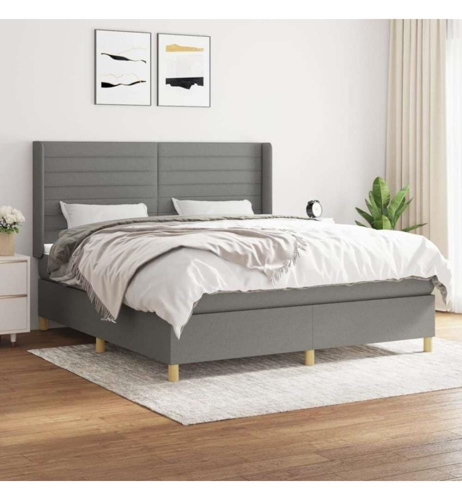 Boxspringbett mit Matratze Dunkelgrau 180x200 cm Stoff