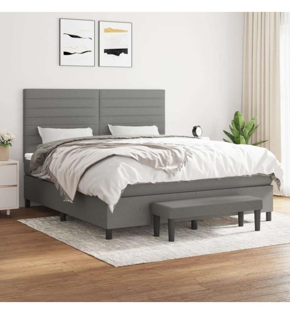Boxspringbett mit Matratze Dunkelgrau 180x200 cm Stoff
