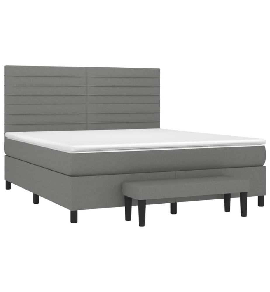 Boxspringbett mit Matratze Dunkelgrau 180x200 cm Stoff
