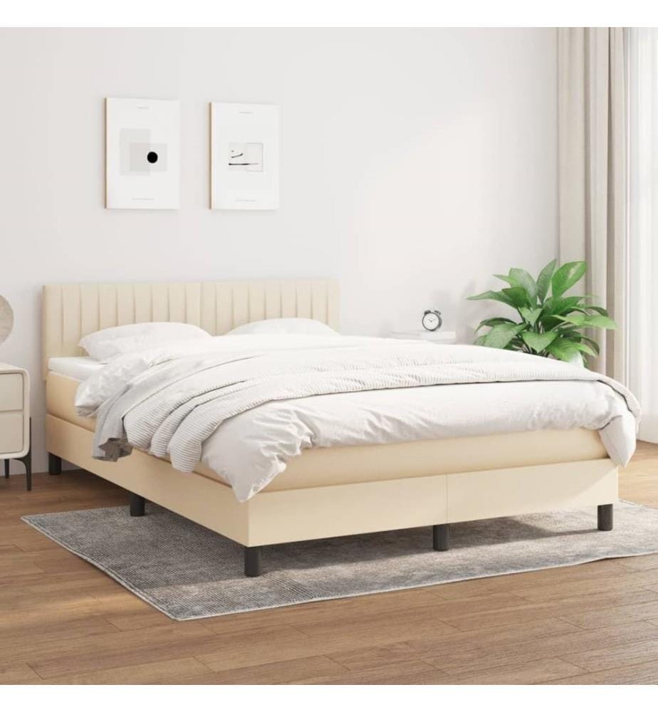 Boxspringbett mit Matratze Creme 140x190 cm Stoff