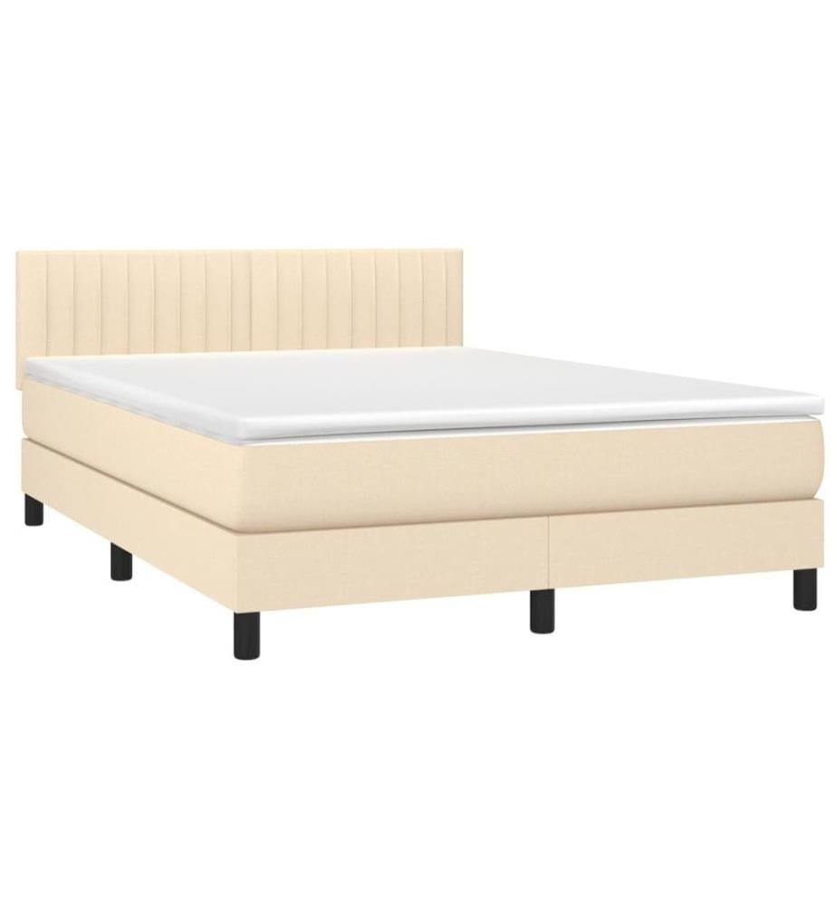 Boxspringbett mit Matratze Creme 140x190 cm Stoff