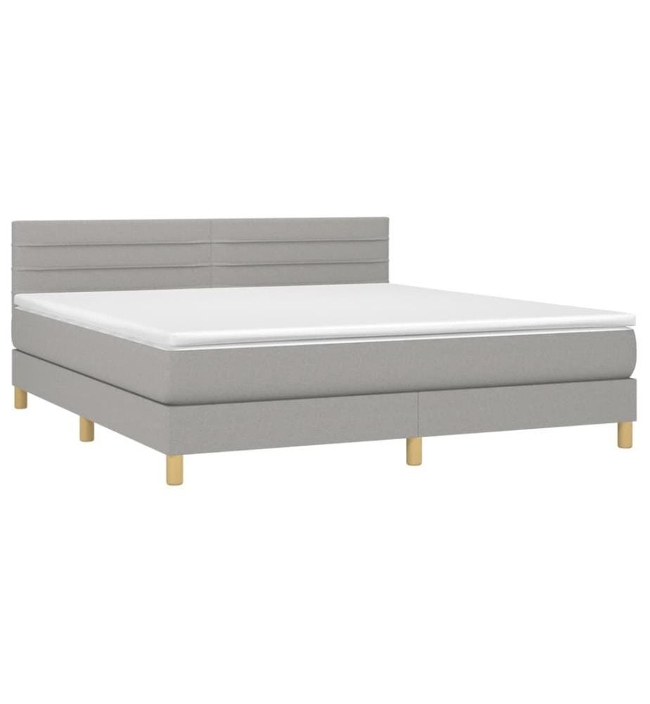 Boxspringbett mit Matratze Hellgrau 160x200 cm Stoff