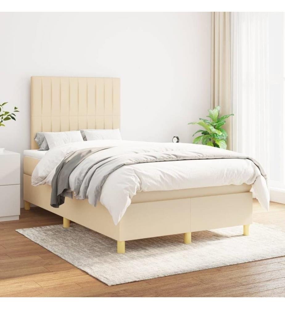 Boxspringbett mit Matratze Creme 120x200 cm Stoff