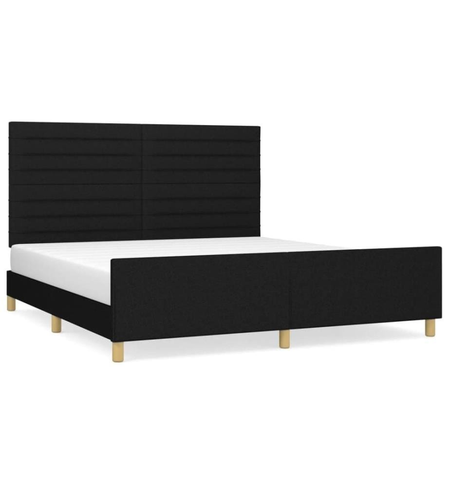 Cadre de lit avec tête de lit Noir 160x200 cm Tissu