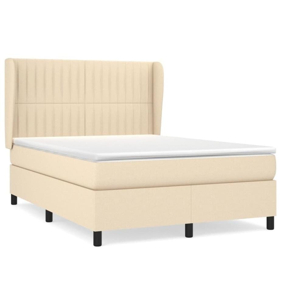 Boxspringbett mit Matratze Creme 140x200 cm Stoff