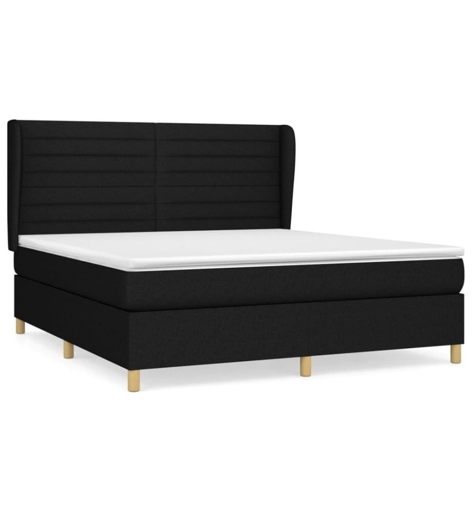 Boxspringbett mit Matratze Schwarz 160x200 cm Stoff