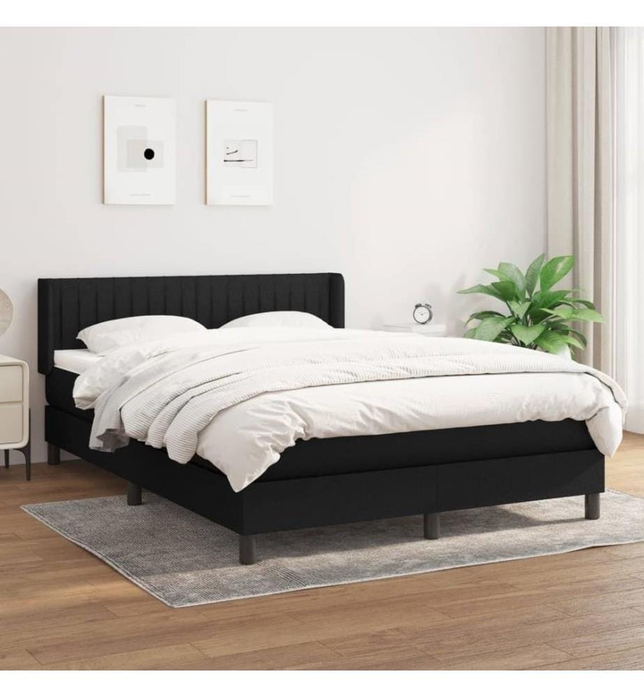 Boxspringbett mit Matratze Schwarz 140x190 cm Stoff