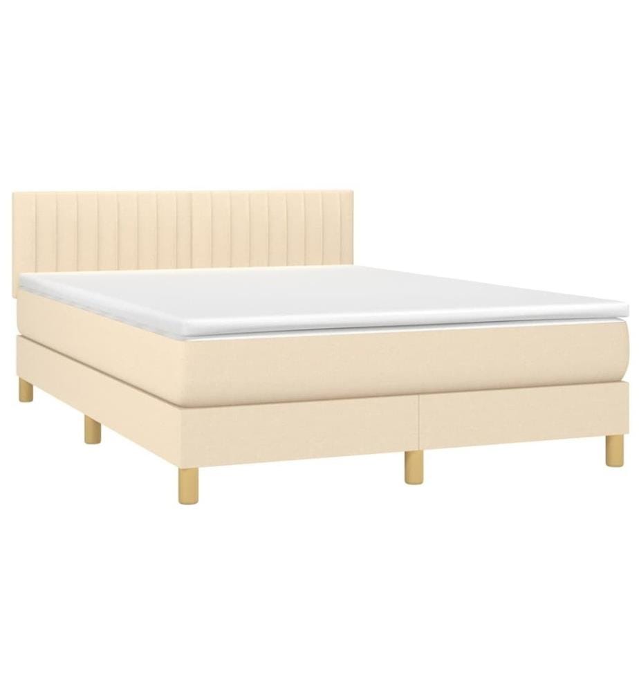 Boxspringbett mit Matratze Creme 140x190 cm Stoff