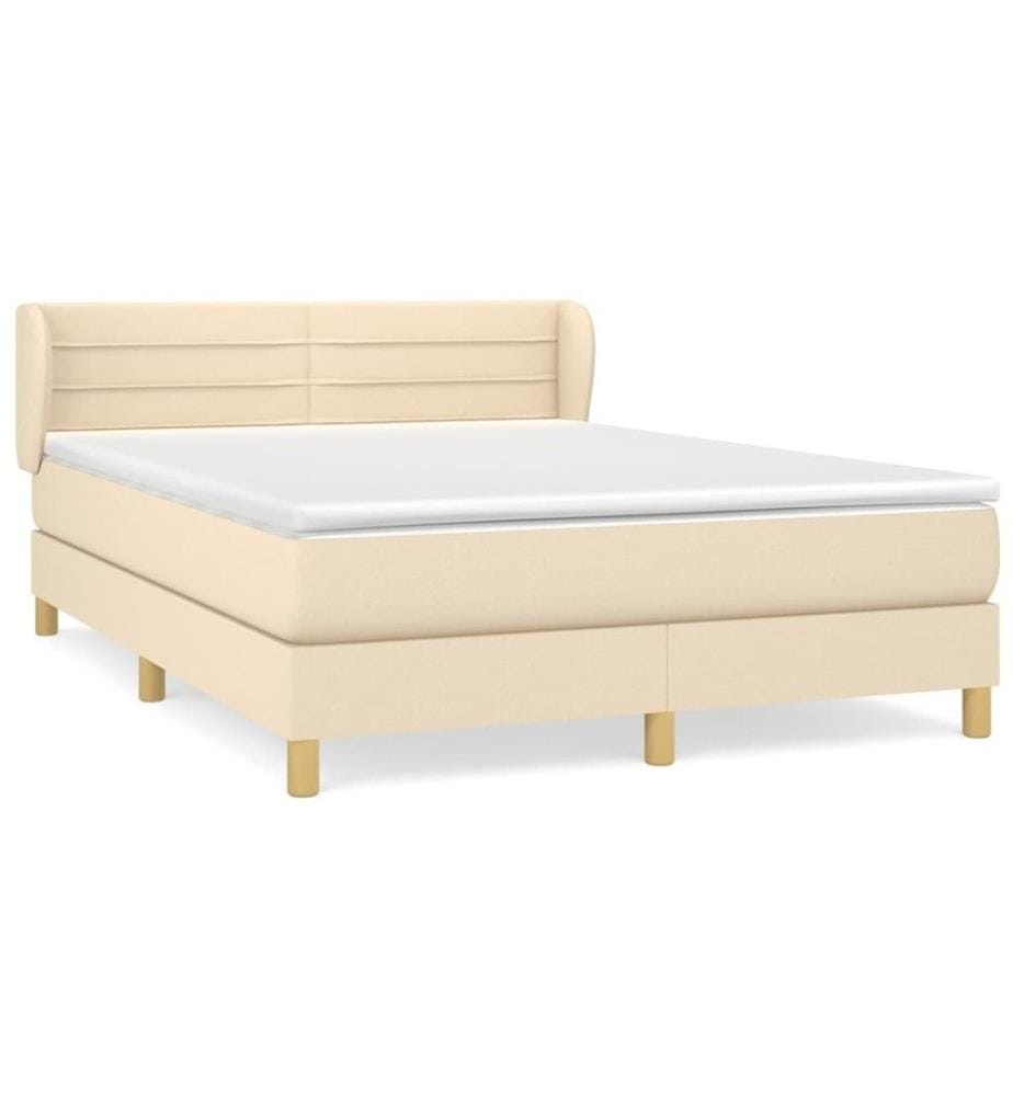 Boxspringbett mit Matratze Creme 140x190 cm Stoff