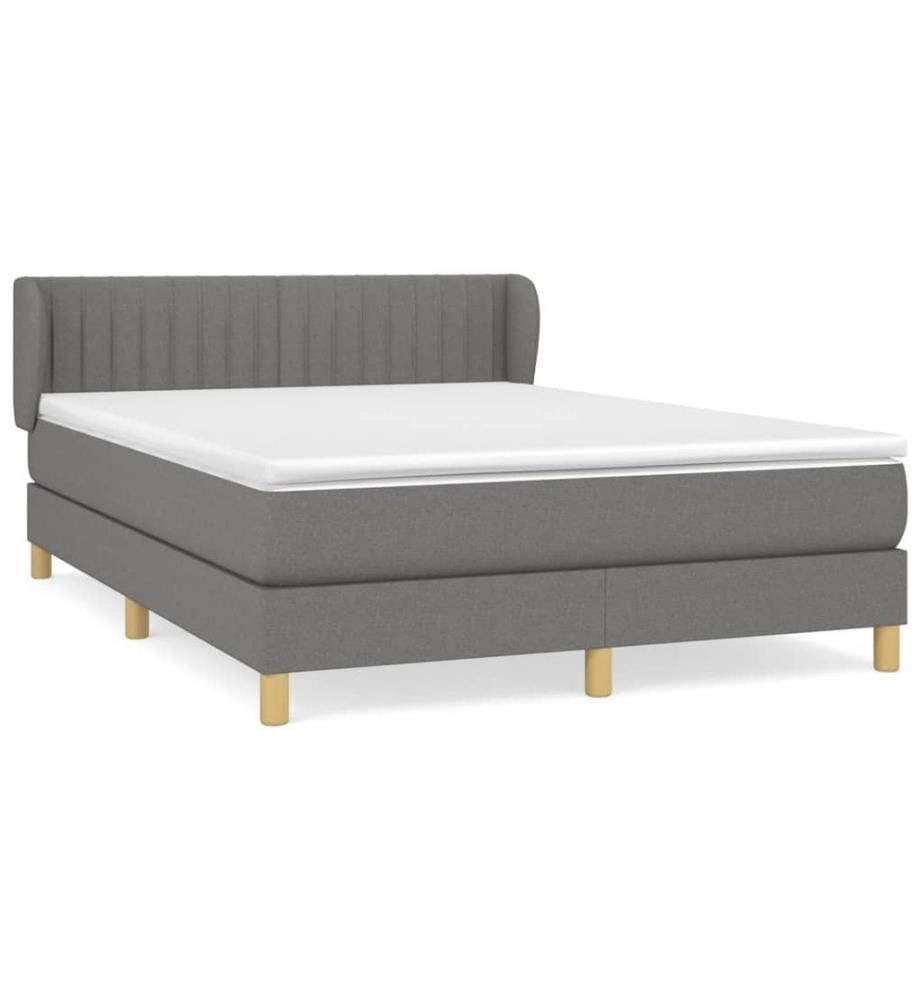 Boxspringbett mit Matratze Dunkelgrau 140x190 cm Stoff