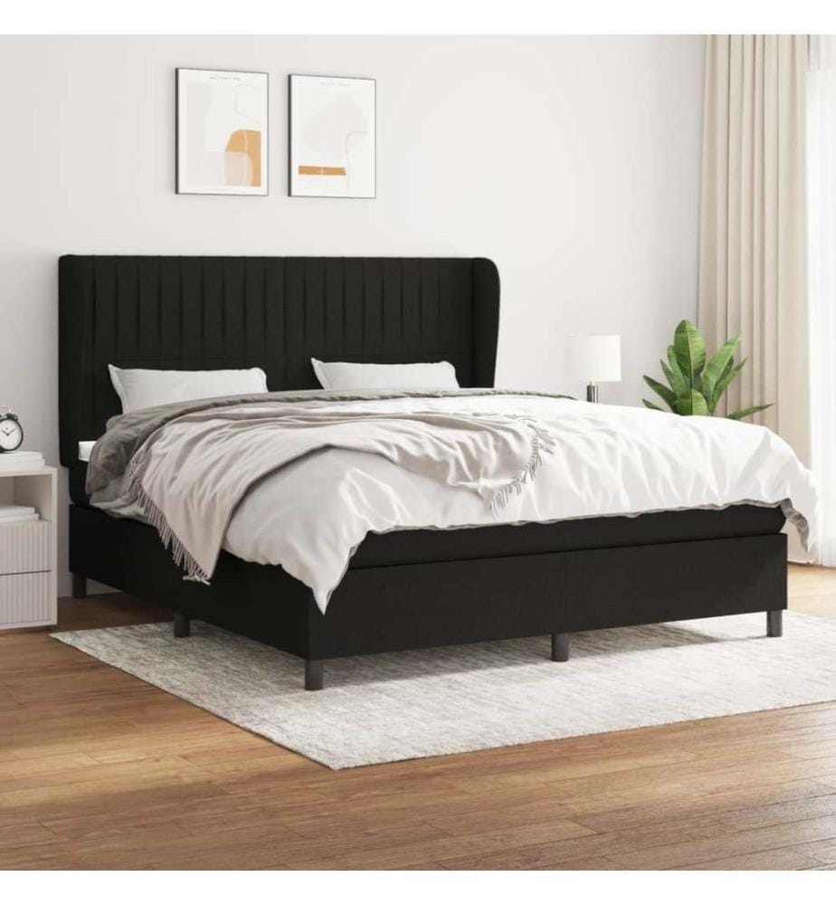 Boxspringbett mit Matratze Schwarz 160x200 cm Stoff