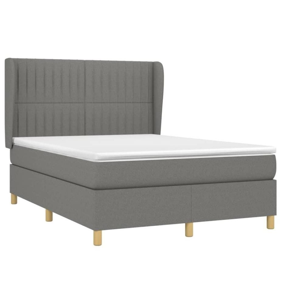 Boxspringbett mit Matratze Dunkelgrau 140x190 cm Stoff