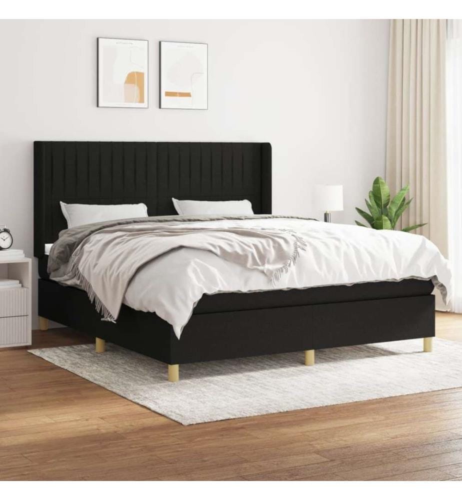 Boxspringbett mit Matratze Schwarz 160x200 cm Stoff