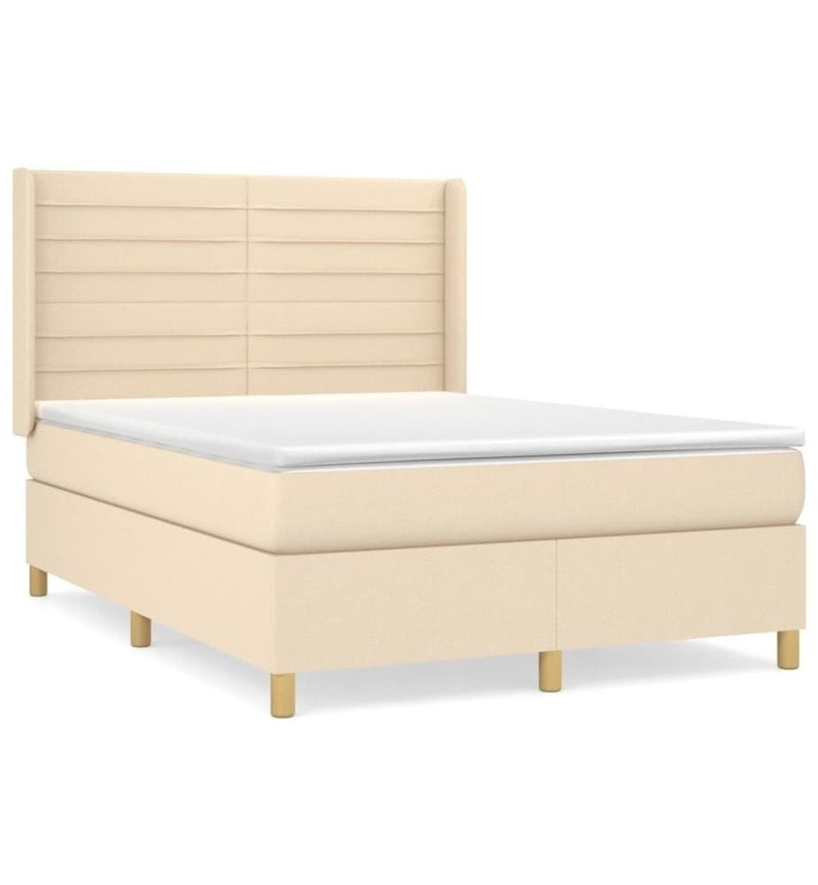 Boxspringbett mit Matratze Creme 140x190 cm Stoff