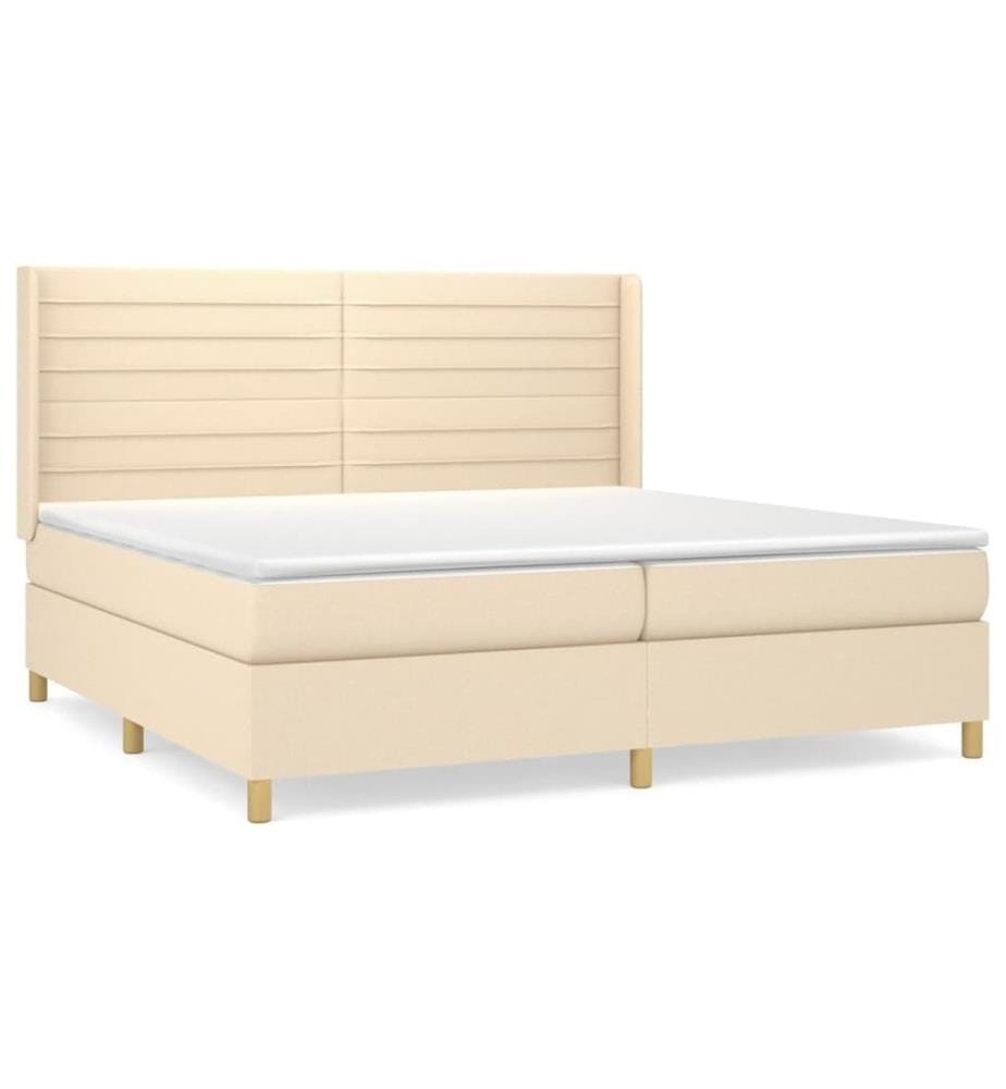 Boxspringbett mit Matratze Creme 200x200 cm Stoff