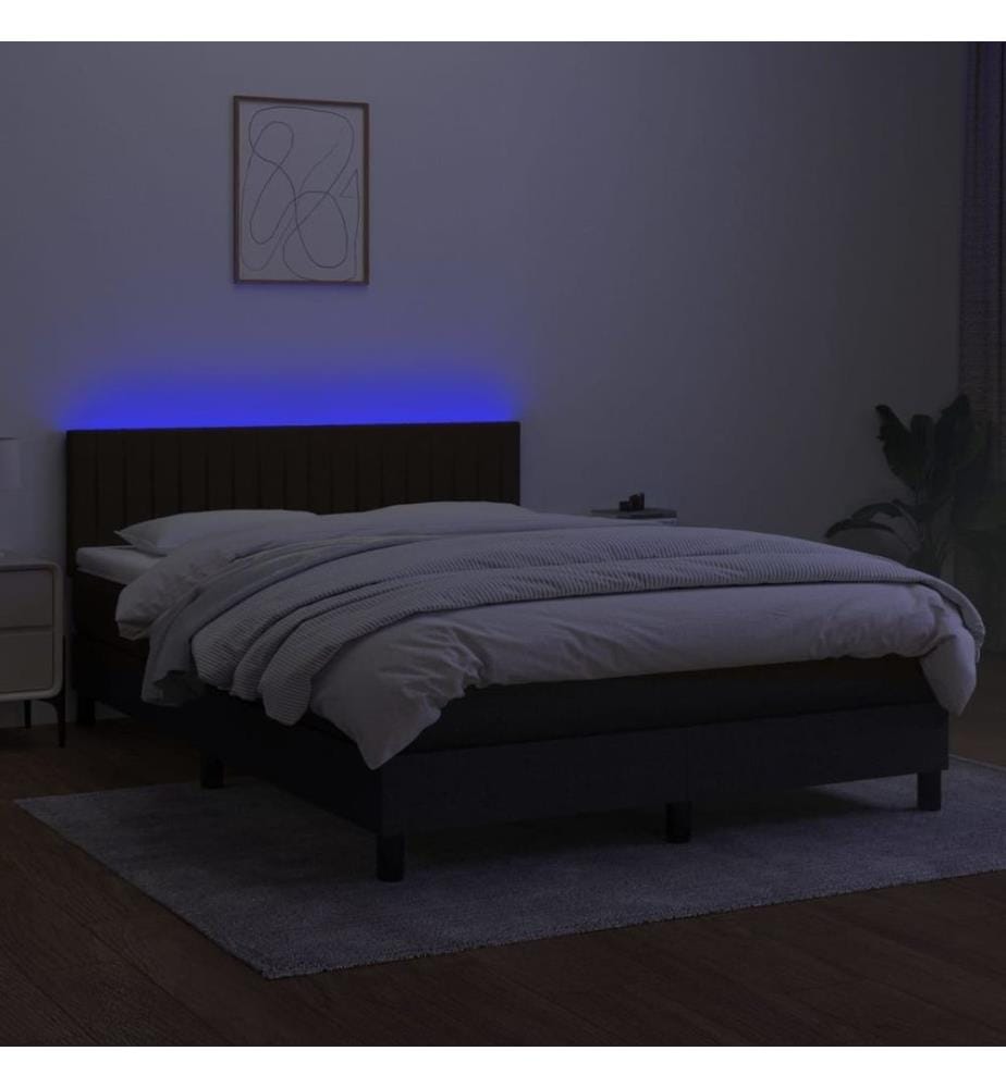 Boxspringbett mit Matratze & LED Schwarz 140x190 cm Stoff