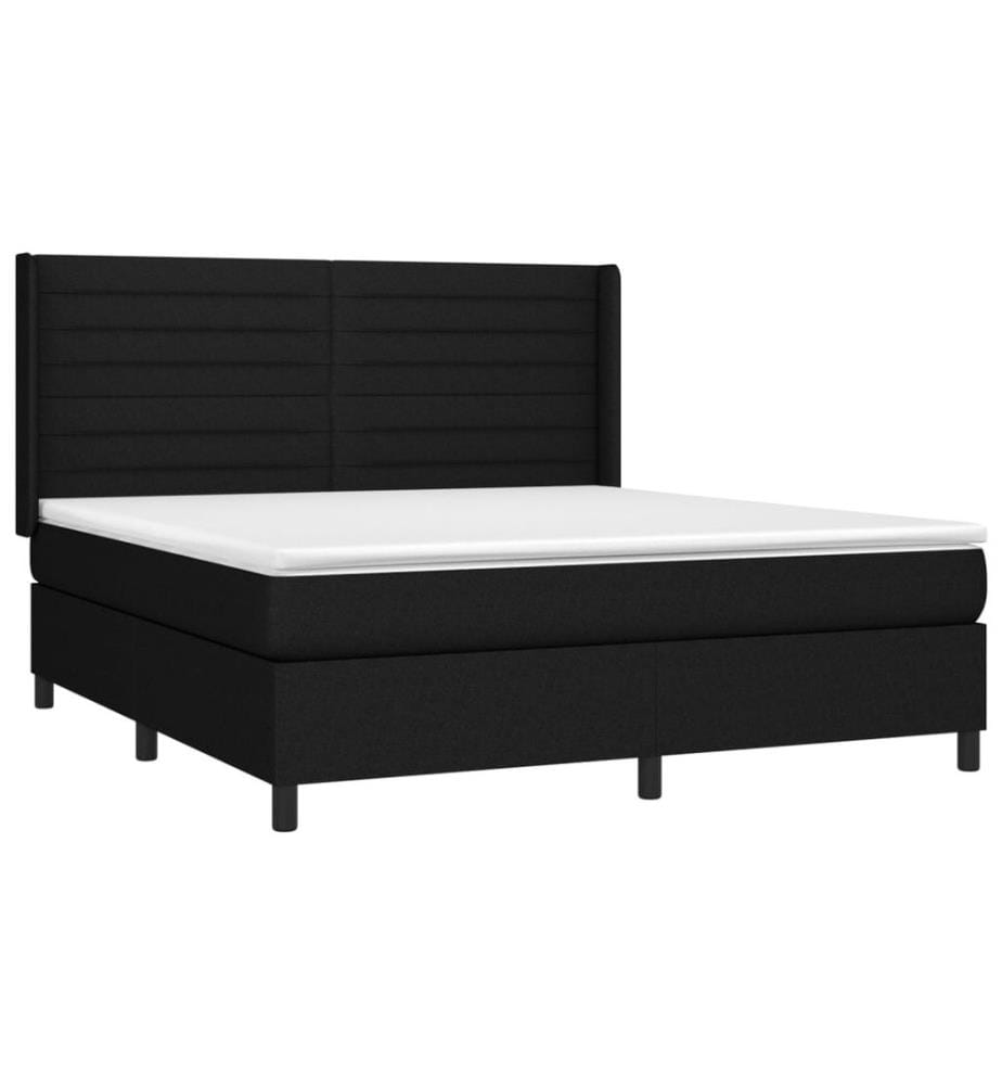 Boxspringbett mit Matratze & LED Schwarz 160x200 cm Stoff