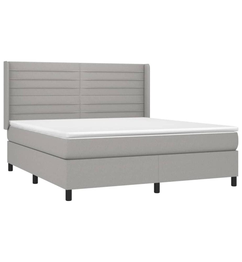 Boxspringbett mit Matratze & LED Hellgrau 180x200 cm Stoff