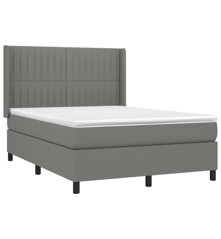 Boxspringbett mit Matratze & LED Dunkelgrau 140x190 cm Stoff