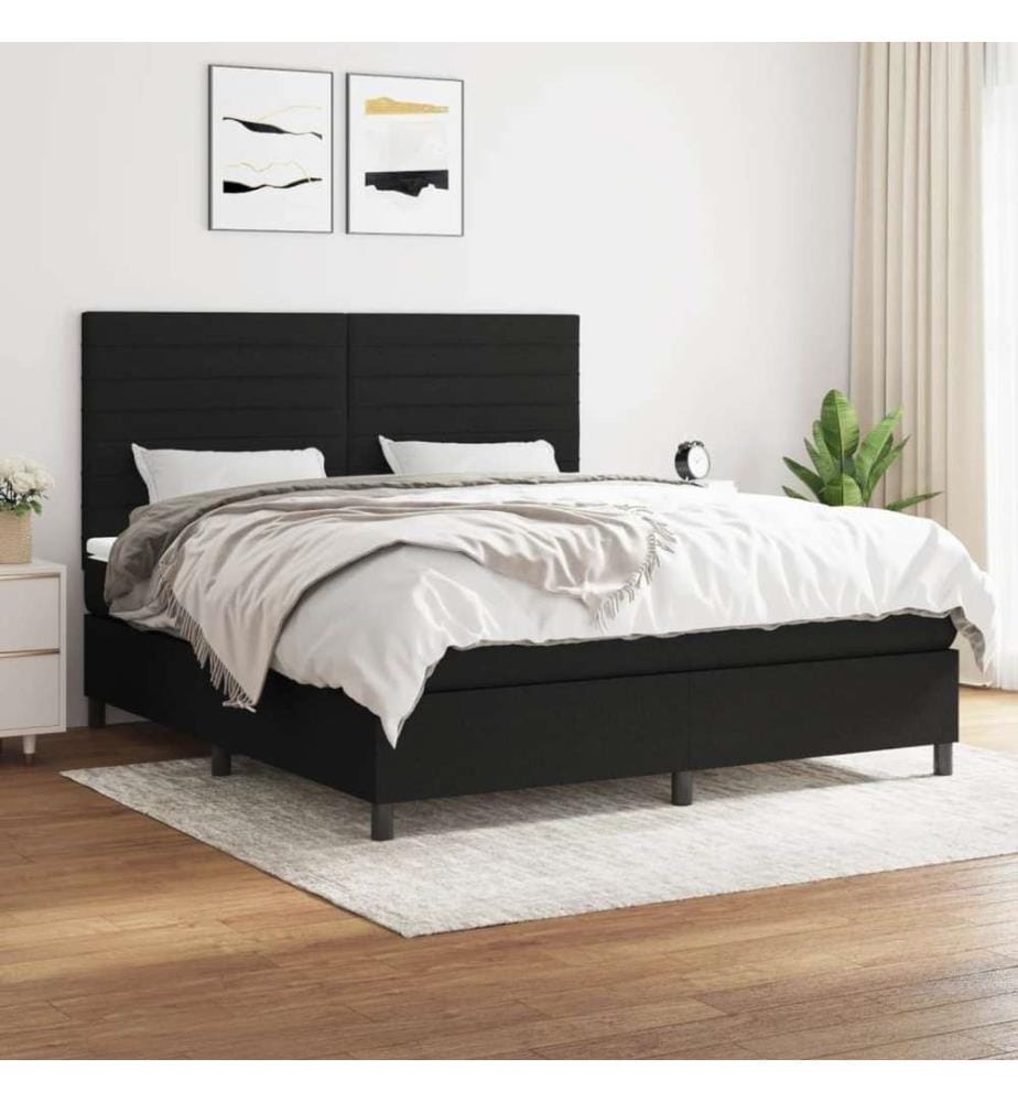 Boxspringbett mit Matratze Schwarz 160x200 cm Stoff