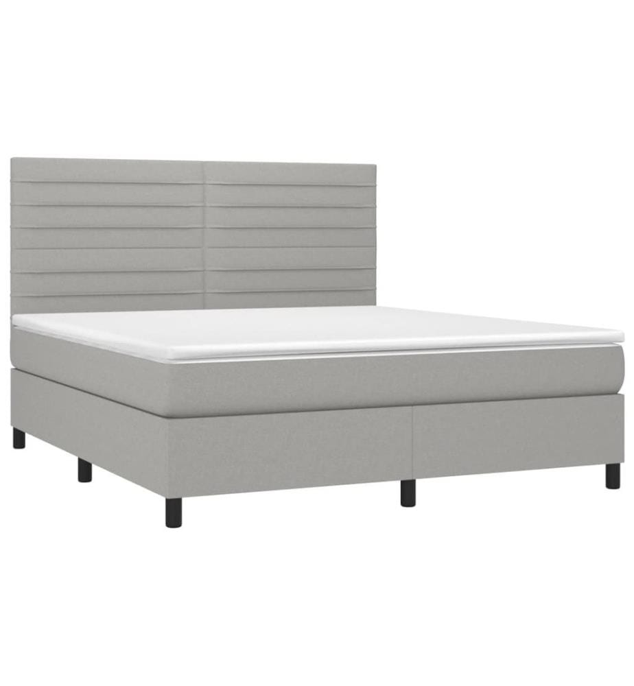 Boxspringbett mit Matratze Hellgrau 180x200 cm Stoff
