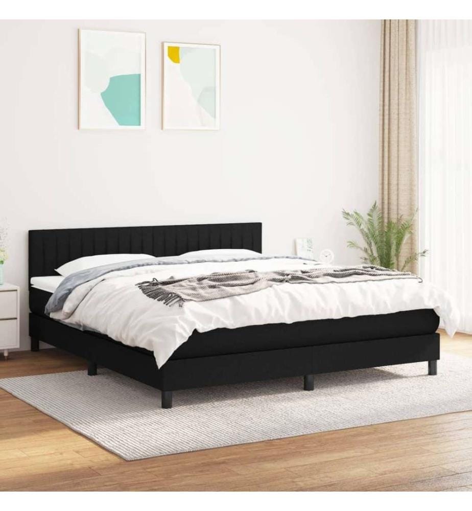 Boxspringbett mit Matratze Schwarz 160x200 cm Stoff