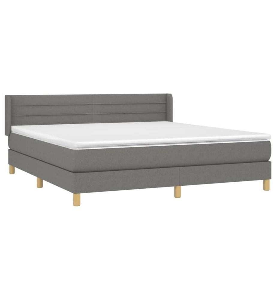 Boxspringbett mit Matratze Dunkelgrau 160x200 cm Stoff