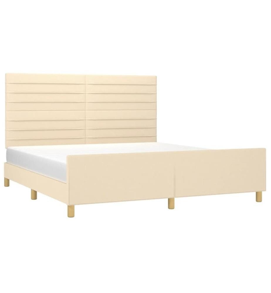 Cadre de lit avec tête de lit Crème 180 x 200 cm Tissu
