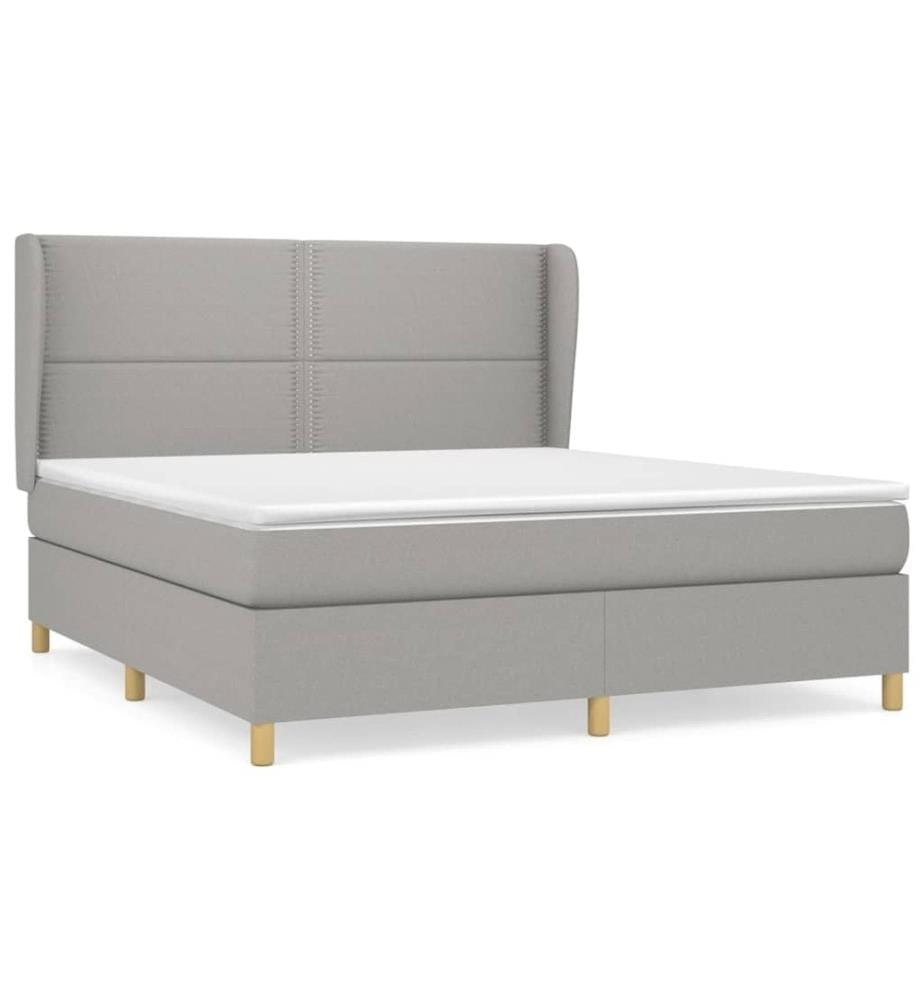 Boxspringbett mit Matratze Hellgrau 180x200 cm Stoff