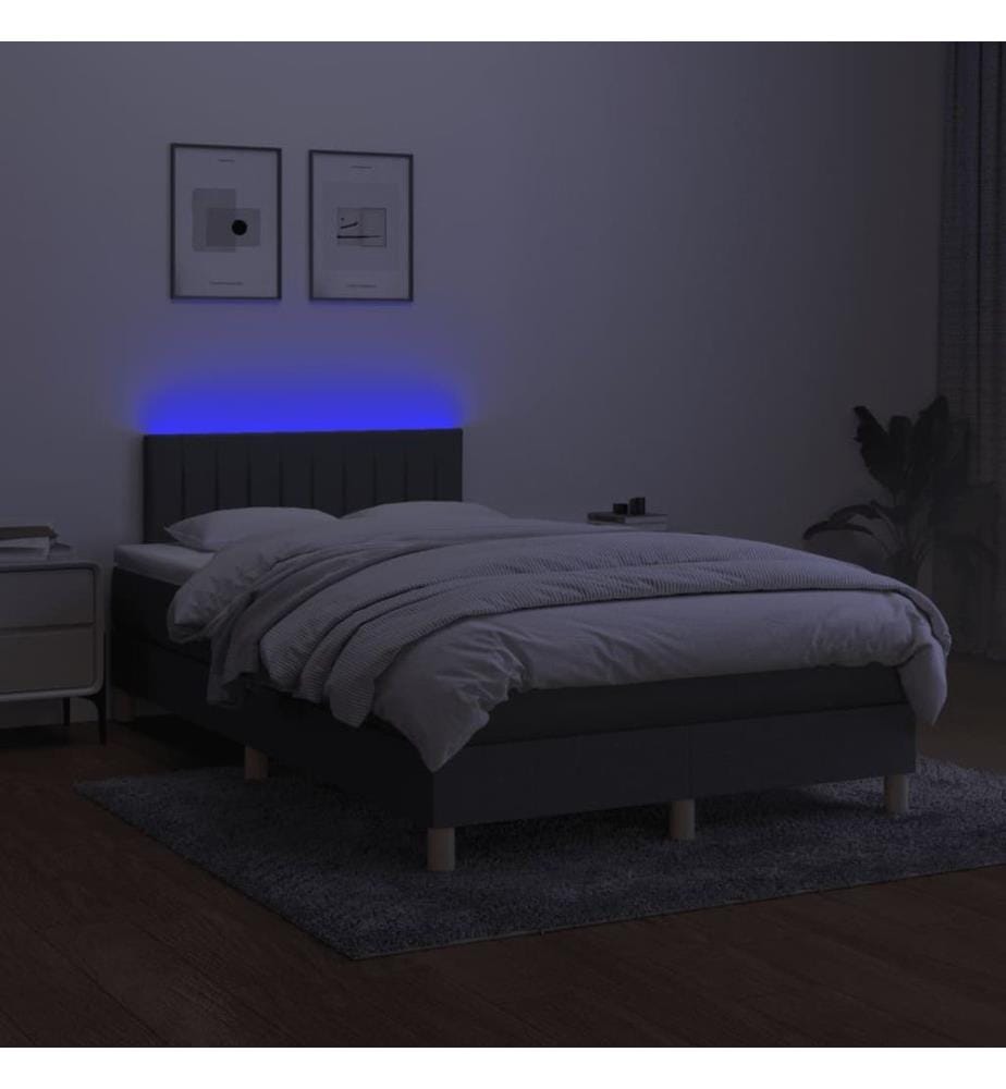 Boxspringbett mit Matratze & LED Dunkelgrau 120x190 cm Stoff