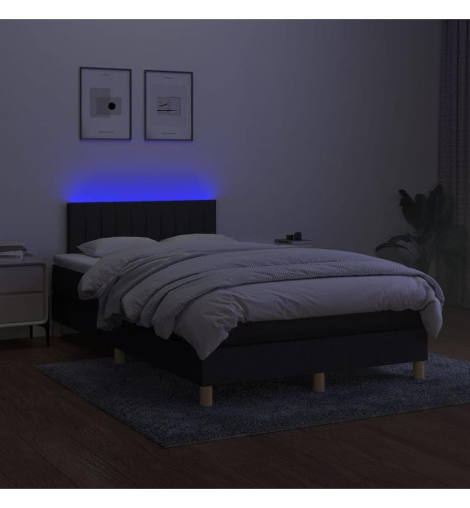 Boxspringbett mit Matratze & LED Schwarz 120x190 cm Stoff