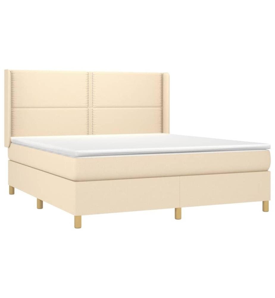 Boxspringbett mit Matratze Creme 180x200 cm Stoff