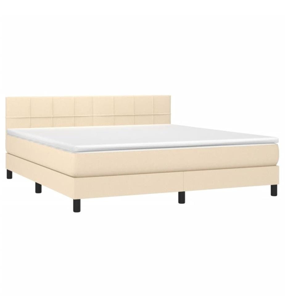 Boxspringbett mit Matratze & LED Creme 180x200 cm Stoff