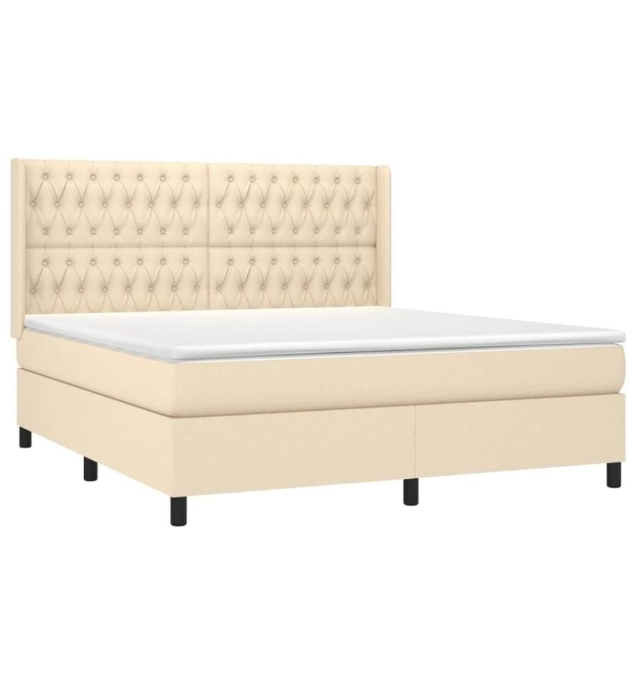 Boxspringbett mit Matratze Creme 180x200 cm Stoff