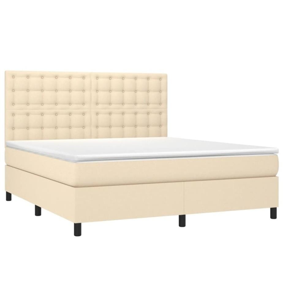 Boxspringbett mit Matratze & LED Creme 180x200 cm Stoff