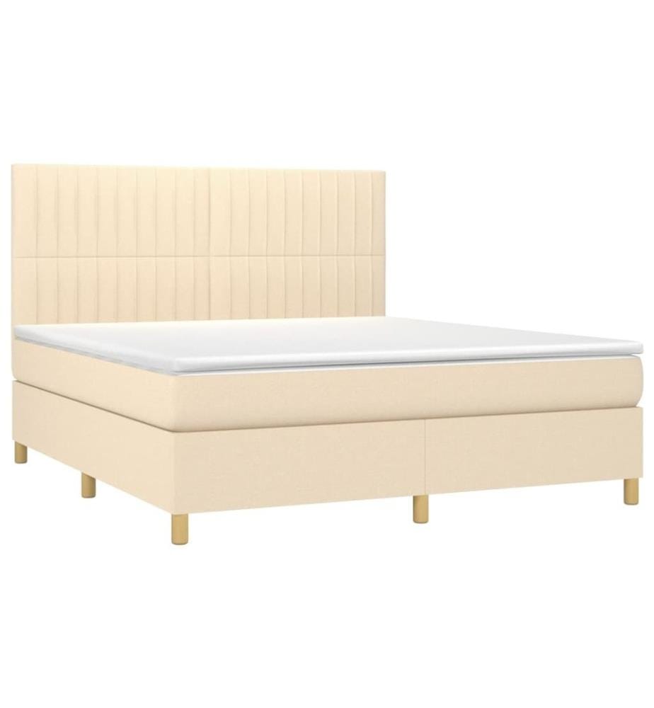 Boxspringbett mit Matratze Creme 180x200 cm Stoff