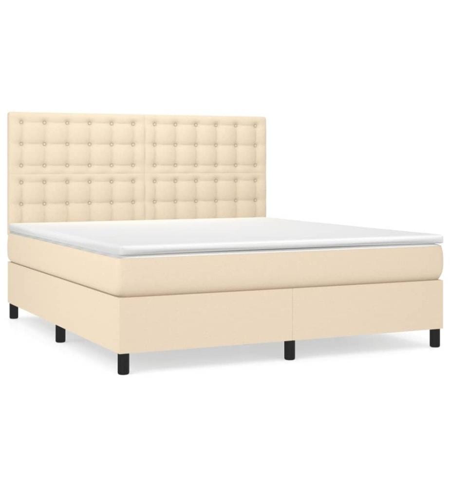 Boxspringbett mit Matratze Creme 180x200 cm Stoff