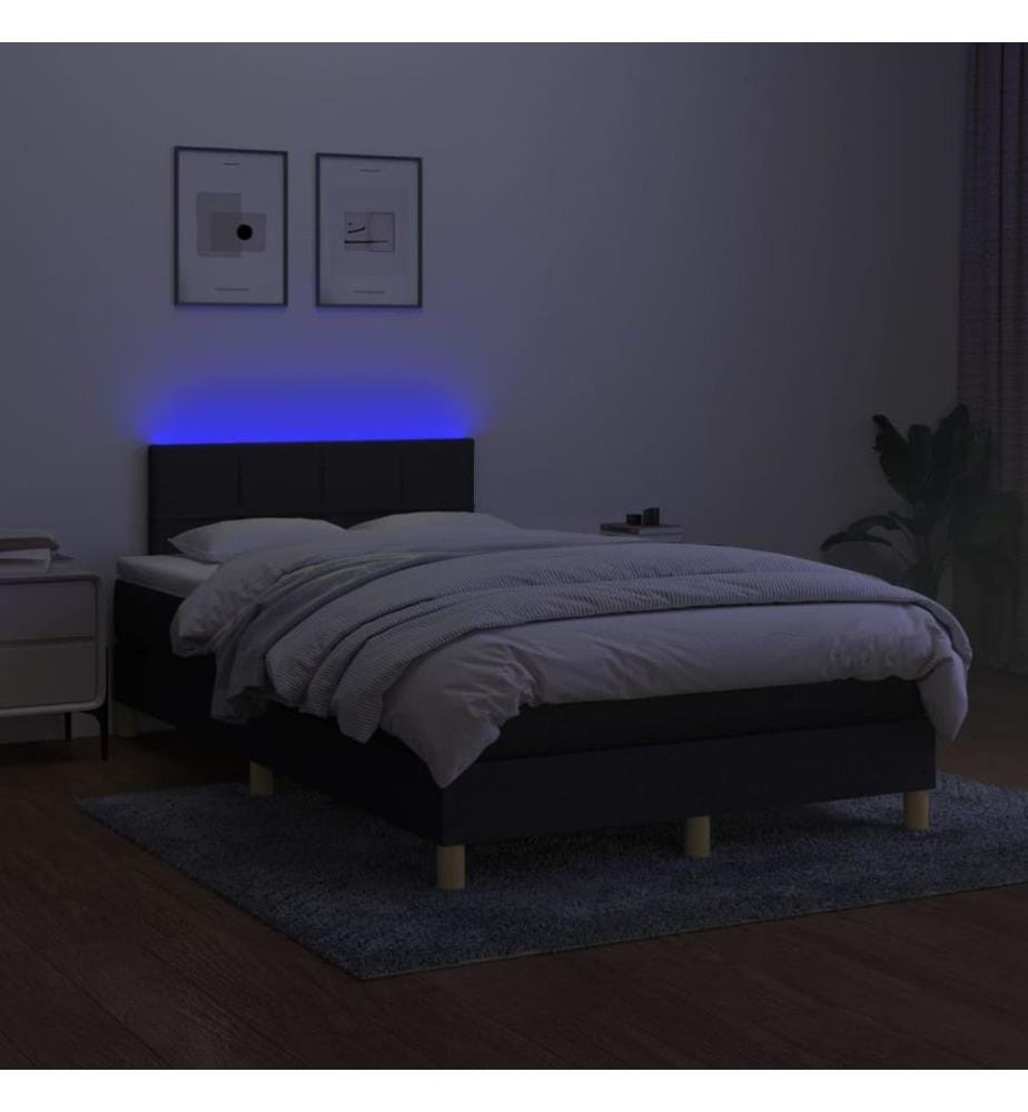 Boxspringbett mit Matratze & LED Schwarz 120x190 cm Stoff