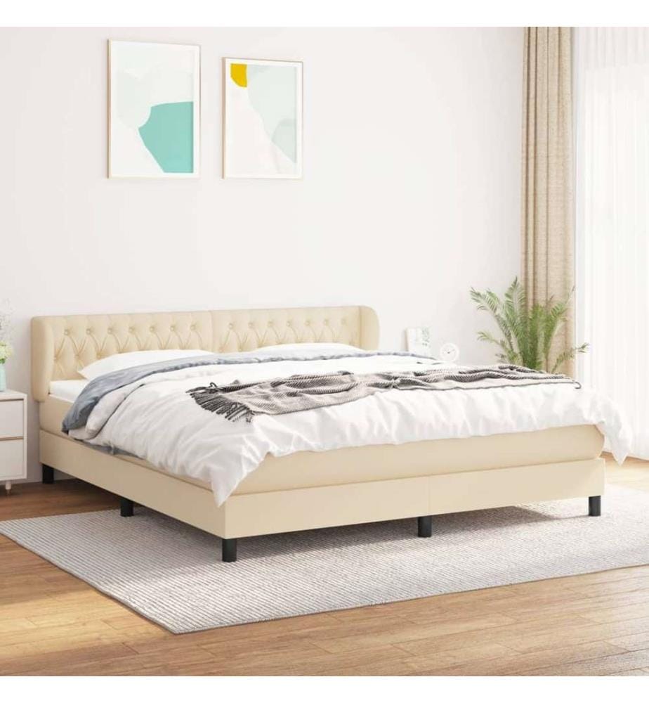 Boxspringbett mit Matratze Creme 180x200 cm Stoff